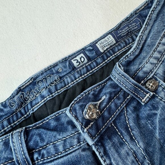 MISS ME Jeans - Women's 30x34 Straight Pocket Flap Studded Rhinestones JP6063T - Picture 5 of 7